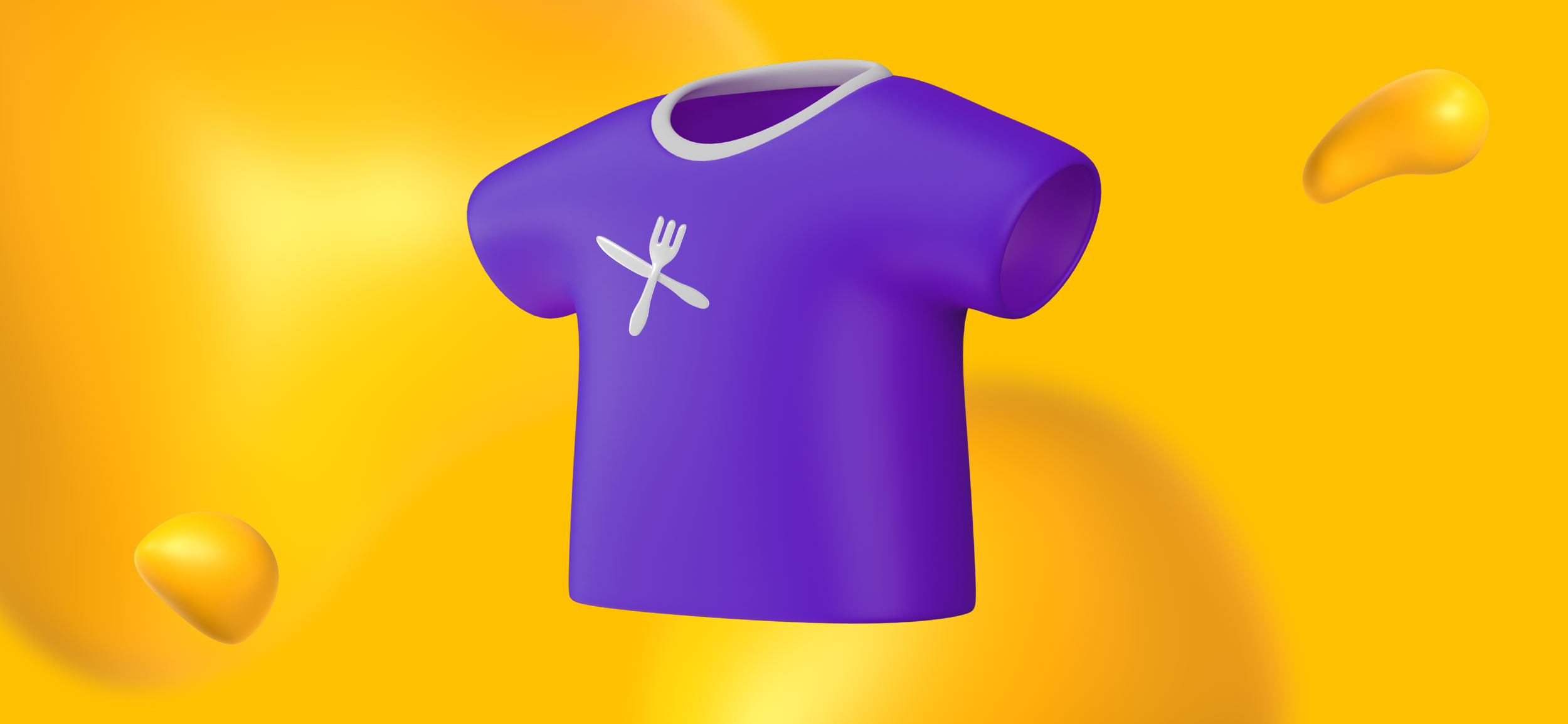A branded purple T-shirt as an example of branded merchandise.