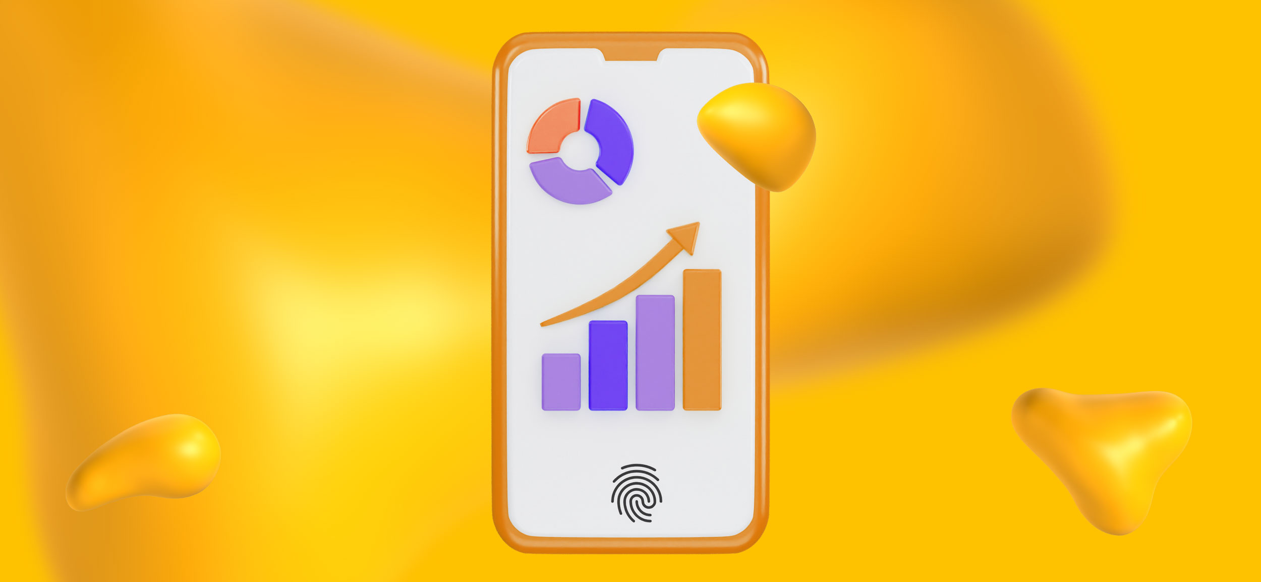 A cellphone screen monitoring mobile marketing metrics.