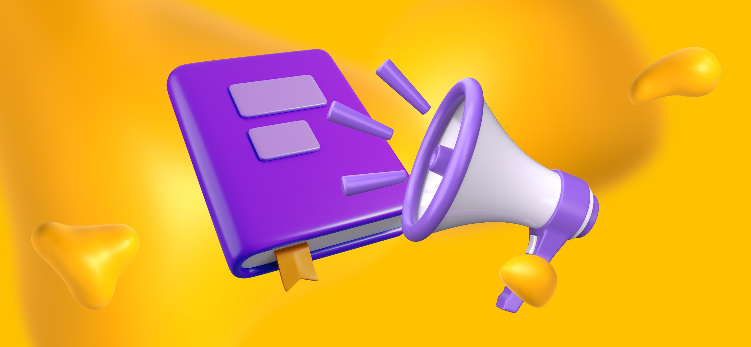 A book beside a megaphone. Marketing your book to get the word out!