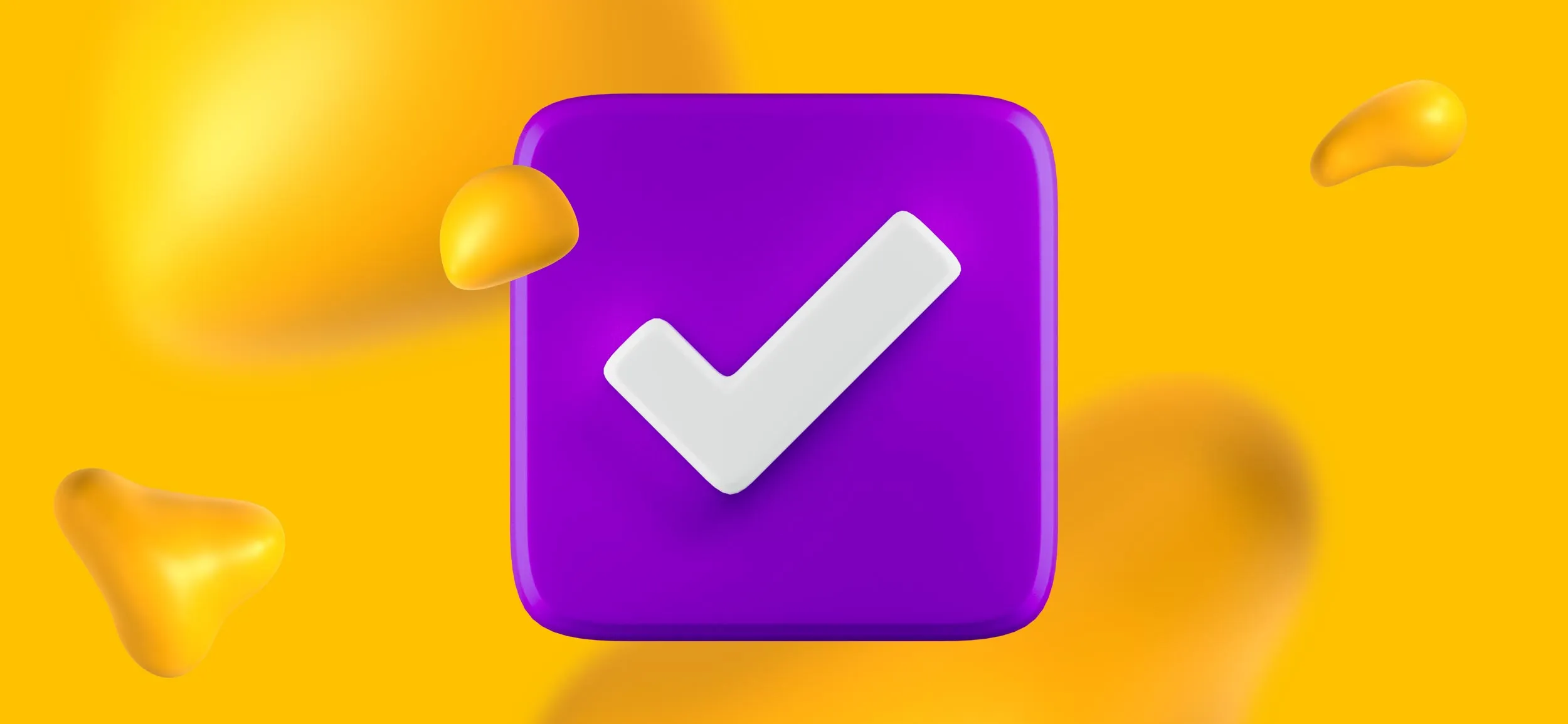 A big purple checkmark.