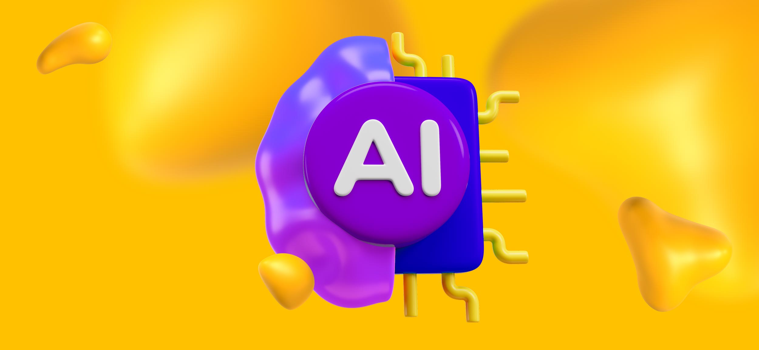 A large purple and blue AI chip.