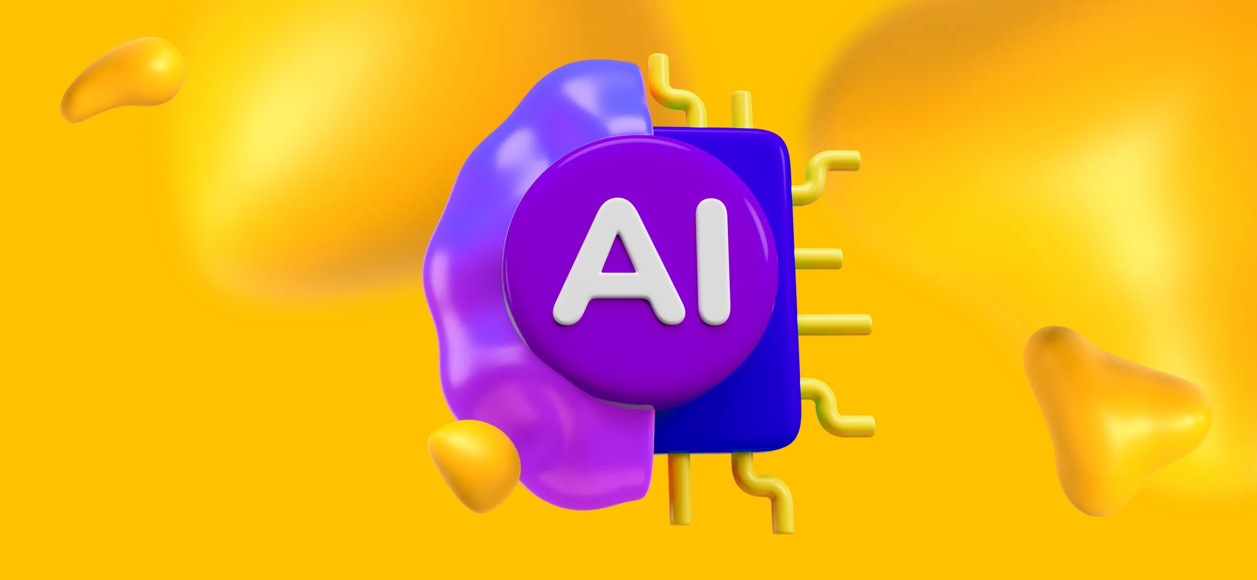 A large purple and blue AI chip.