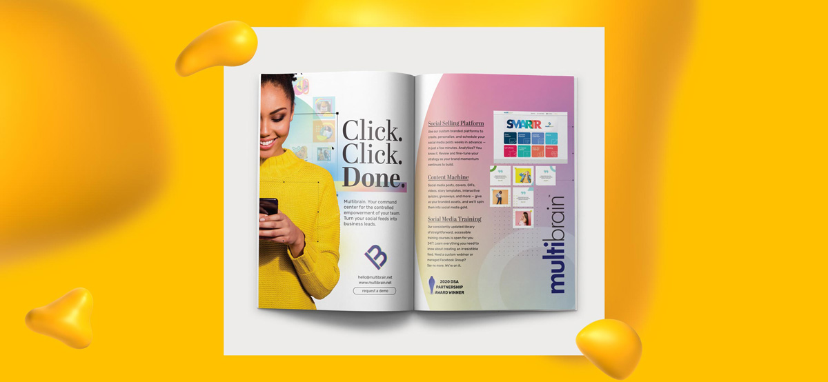 Print advertisement for MultiBrain, one of Rose's projects.