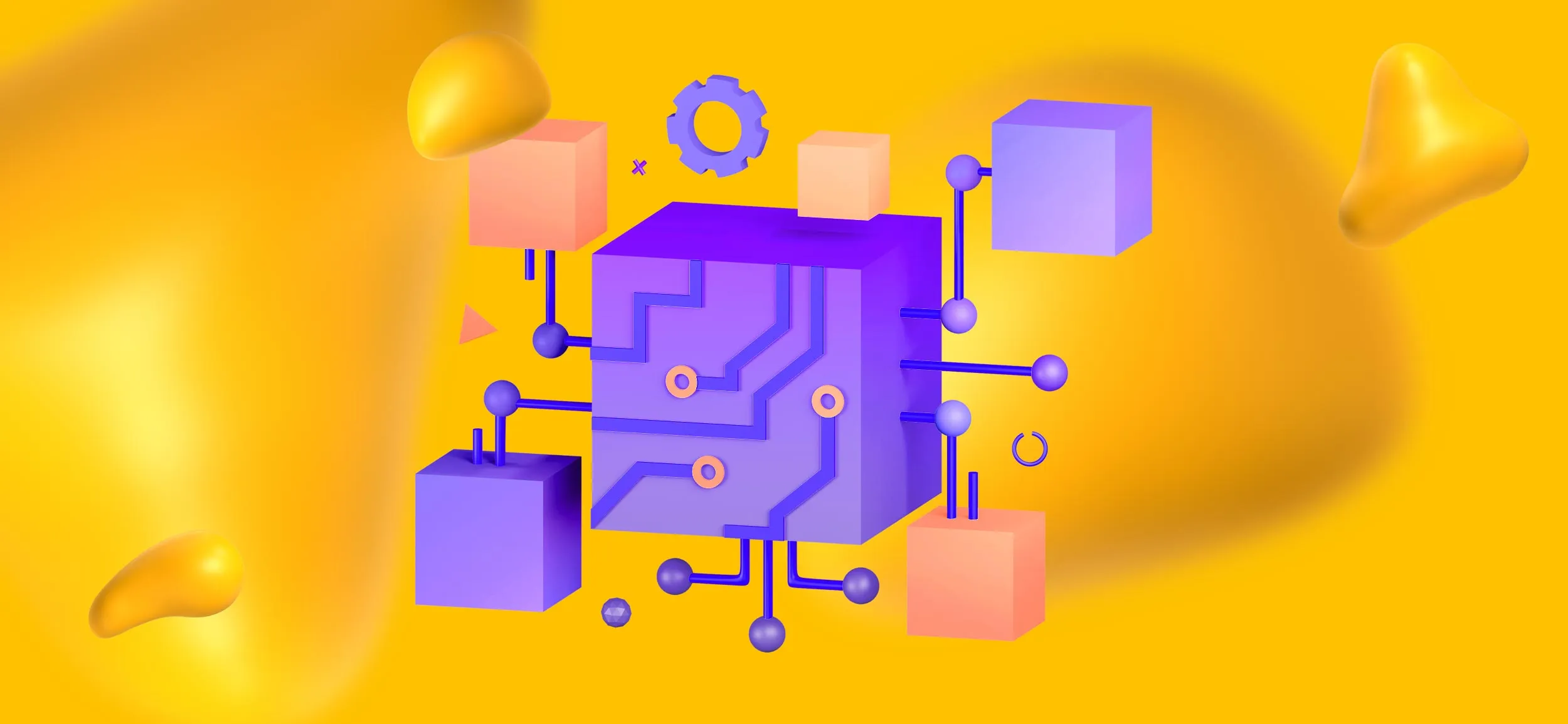 A series of blocks in a computer circuit, for artificial intelligence.