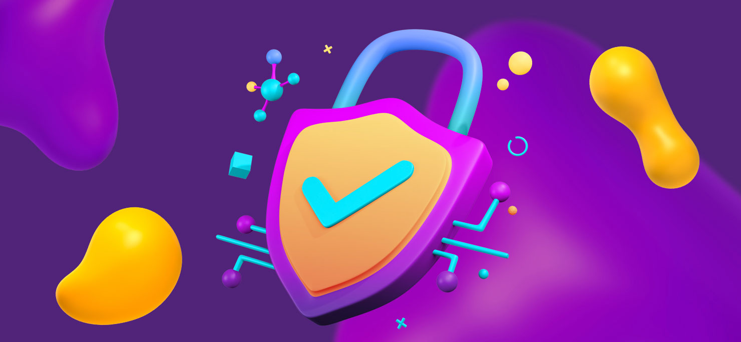 A floating lock representing cybersecurity.