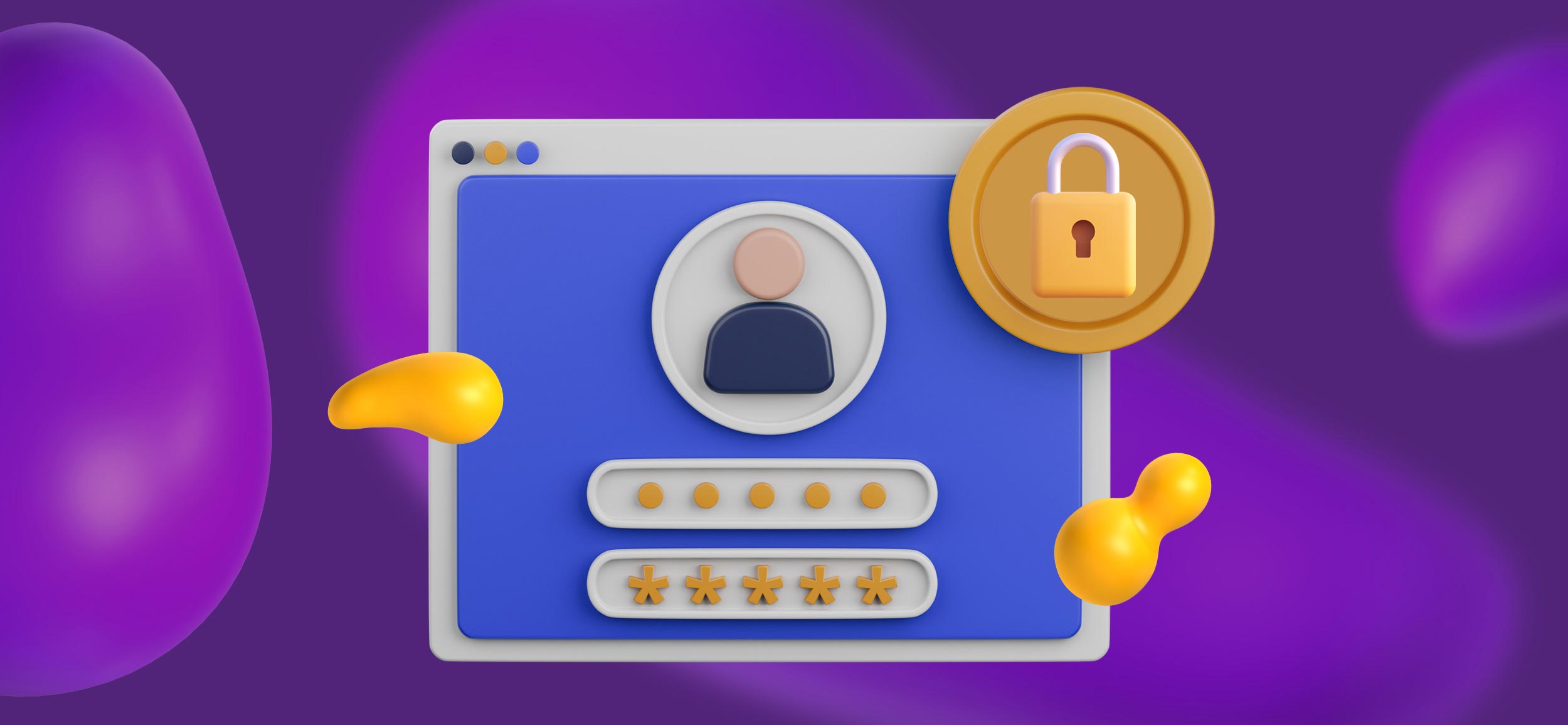 A log in screen with a lock on it for strong passwords.