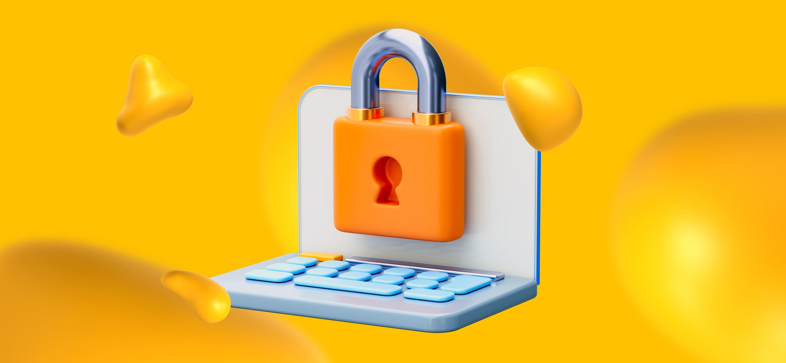 A laptop with a huge lock on it, symbolizing effective cybersecurity.