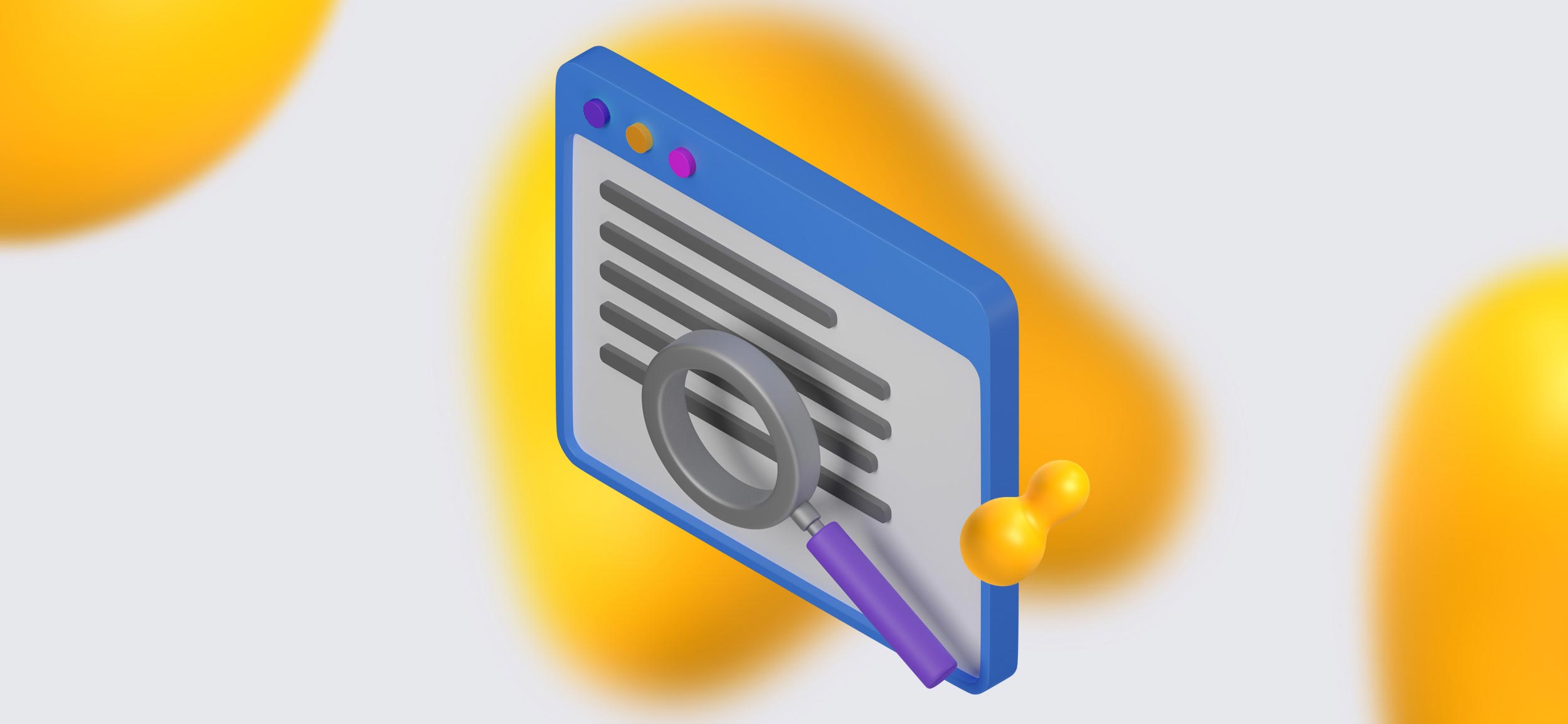 A magnifying glass examining a webpage, for picking the right keywords for your SEO success.