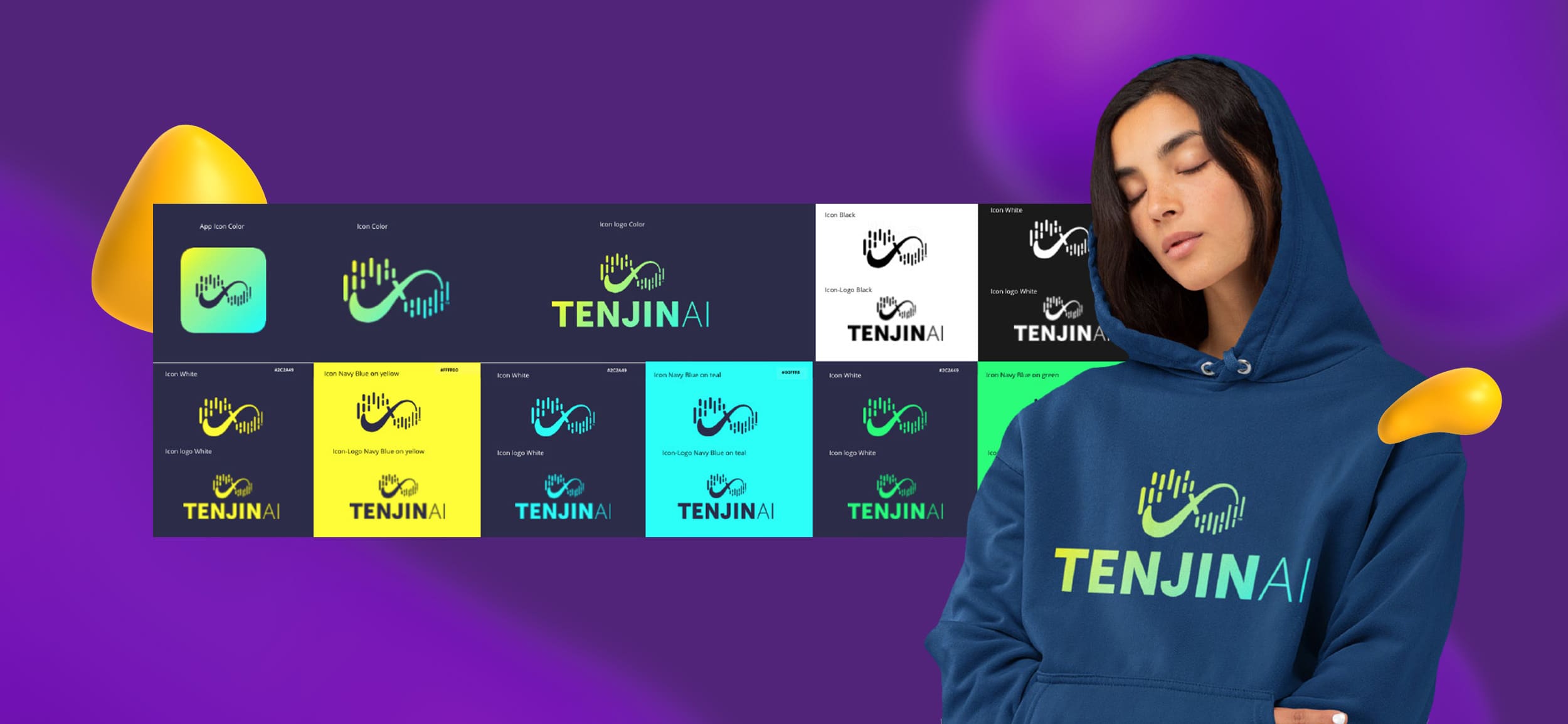 Sample of logo and branding work for Tenjin AI.