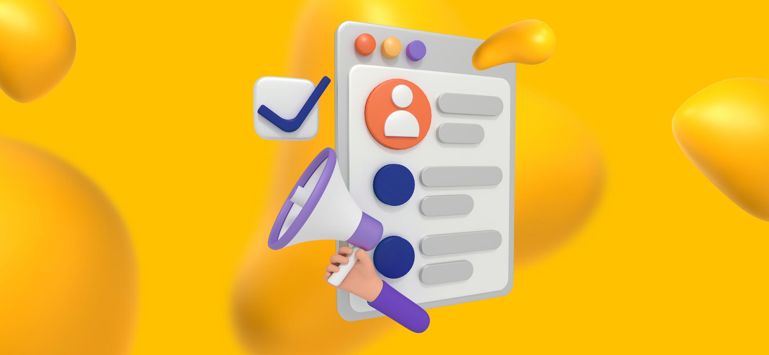 A digital resume for a job site, with a megaphone to announce its arrival.