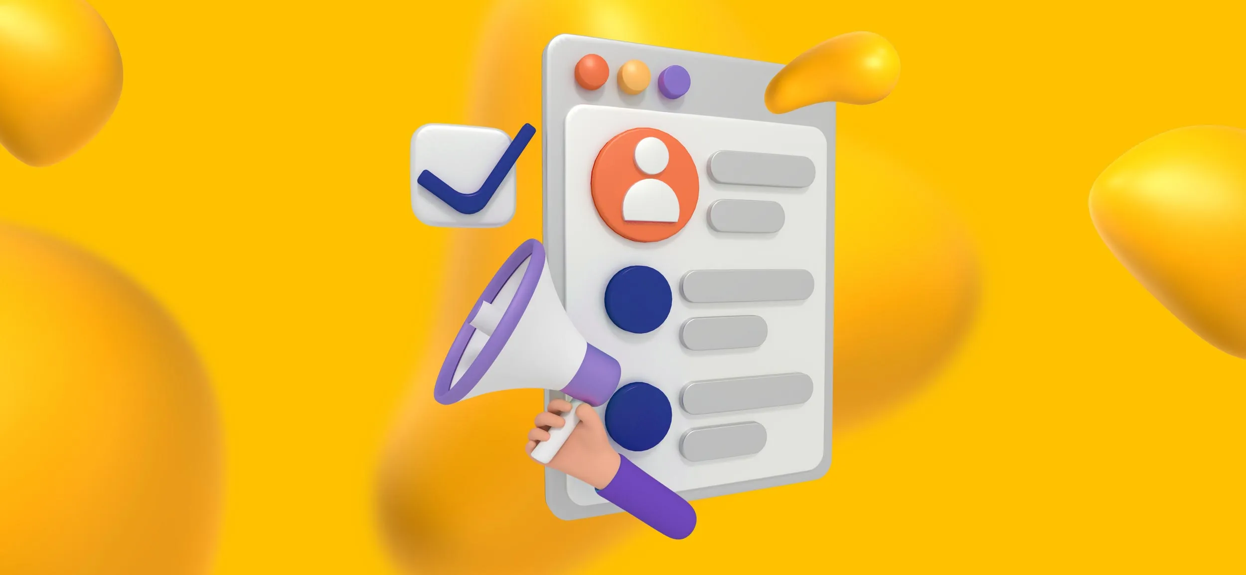 A digital resume for a job site, with a megaphone to announce its arrival.