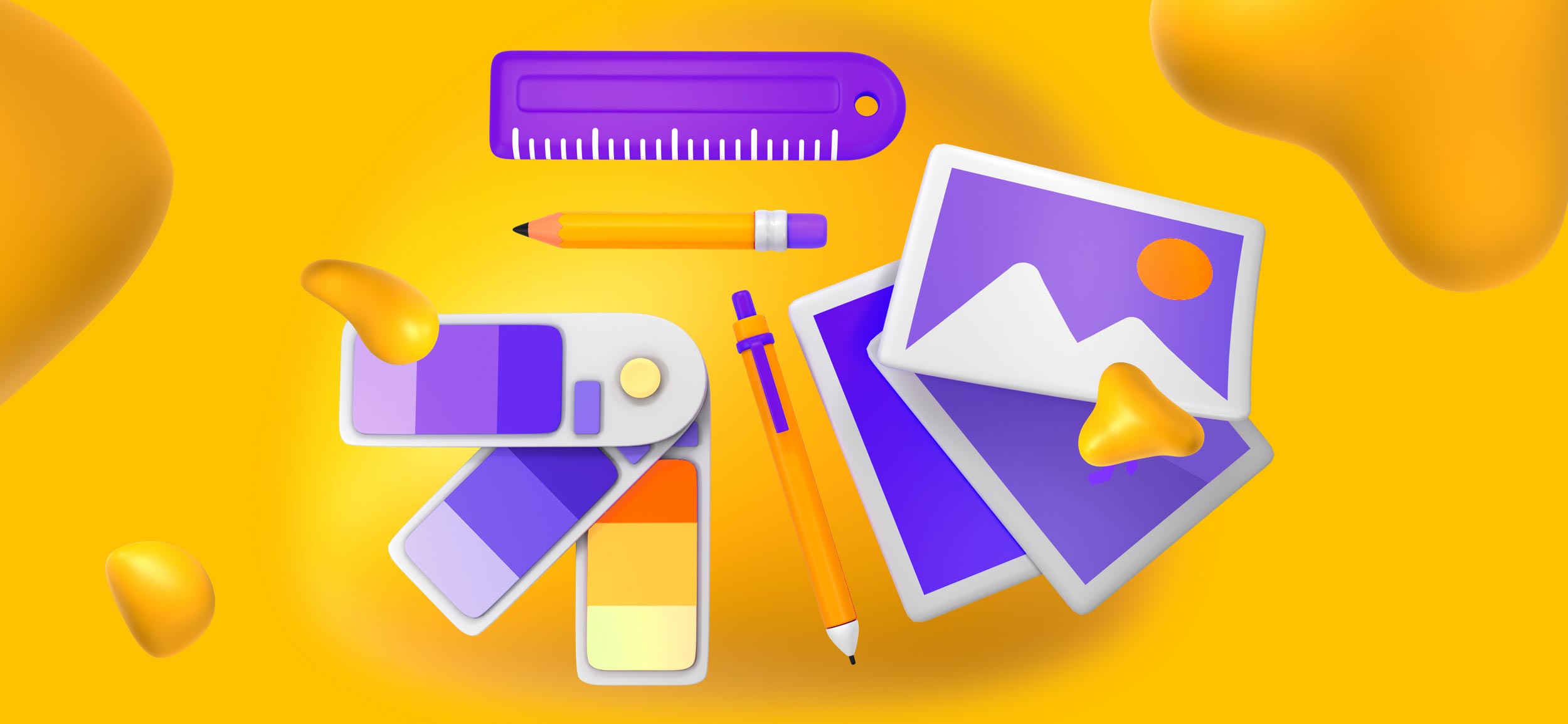 Elements of a brand guide, including images, spacing, and a color palette.