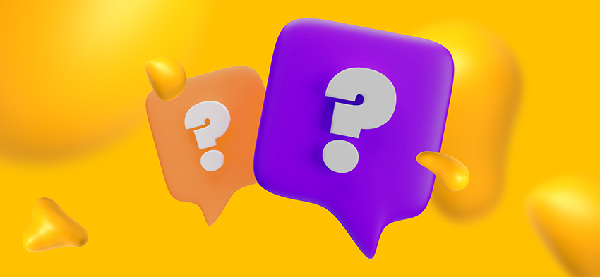 Floating caption boxes with question marks. Is the brand ready?