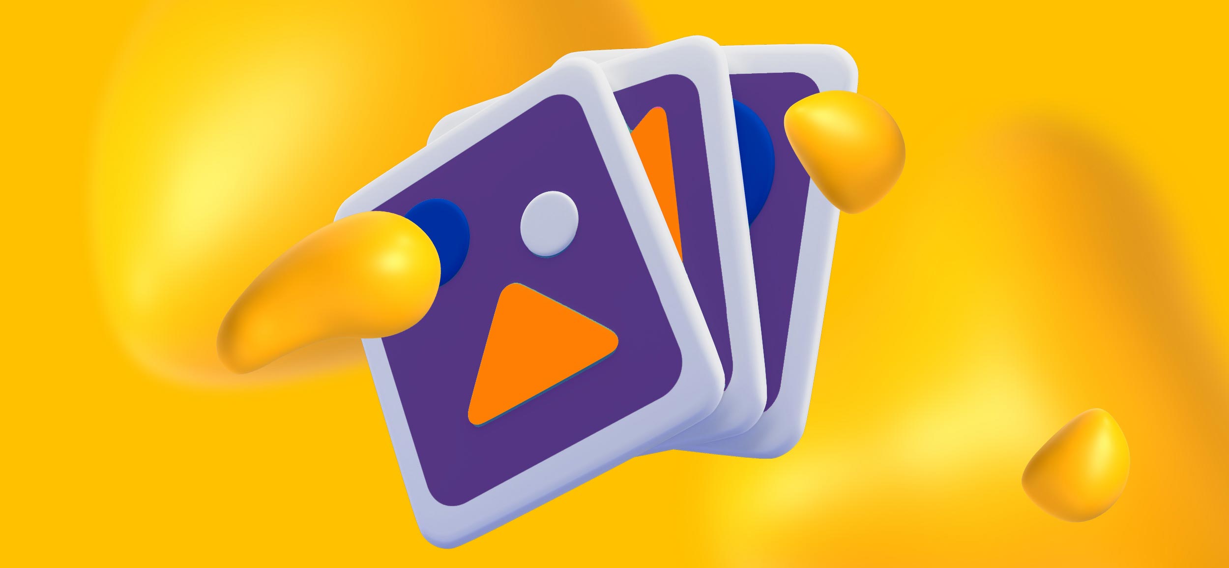 A collection of photos fanned out. When designing a brochure, be sure to use high-quality photos.