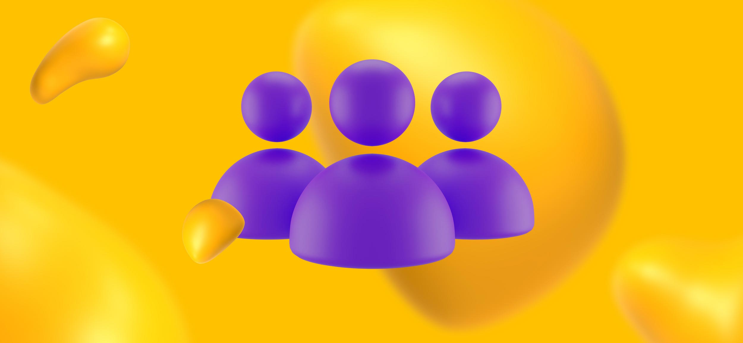 Three 3D purple people icons