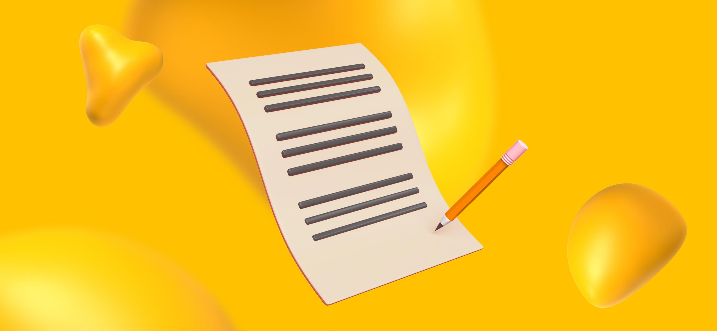 A piece of paper being written on with an orange pencil.