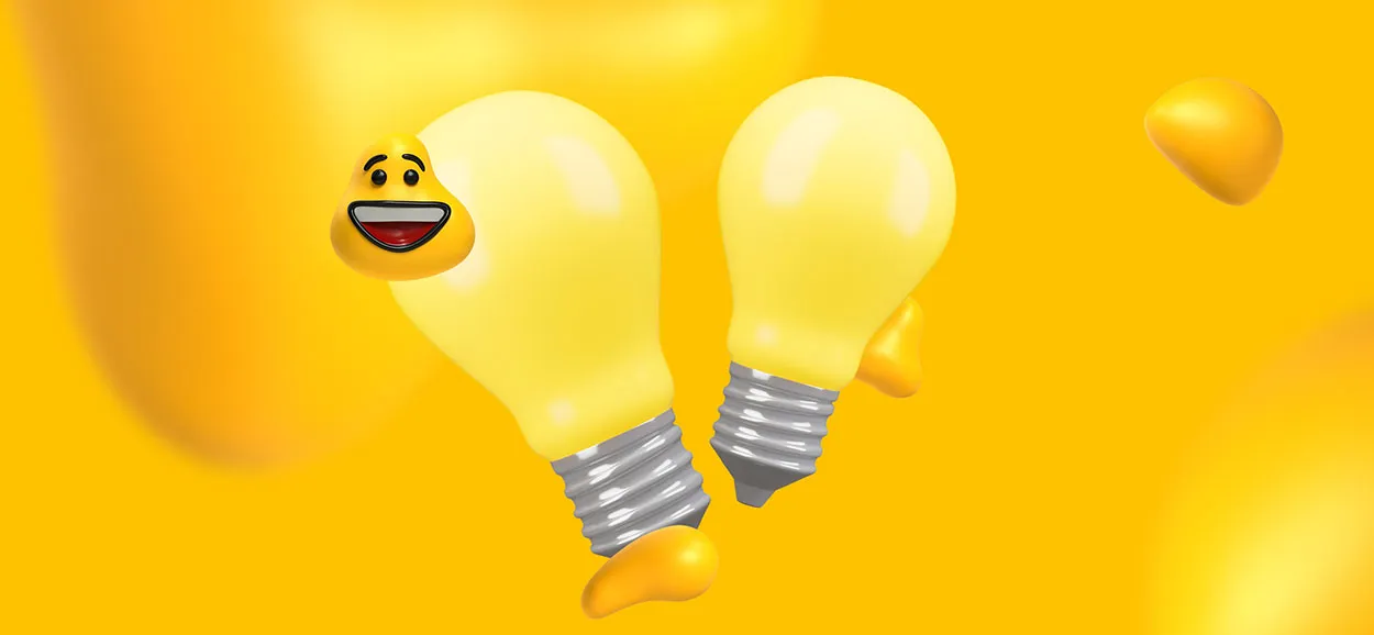 Two lightbulbs and a floating happy face emoji blob. Here are some bright ideas to promote a great unboxing experience!