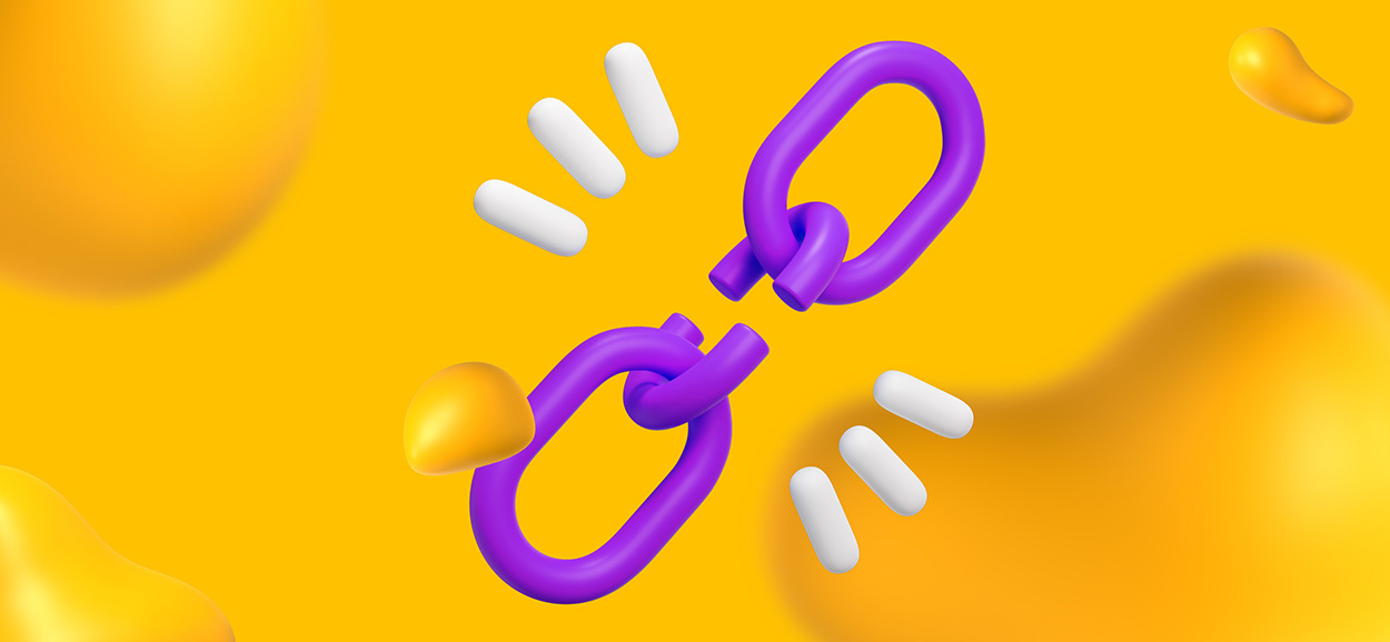 A purple chain, with its middle link broken, for breaking boundaries in package design.