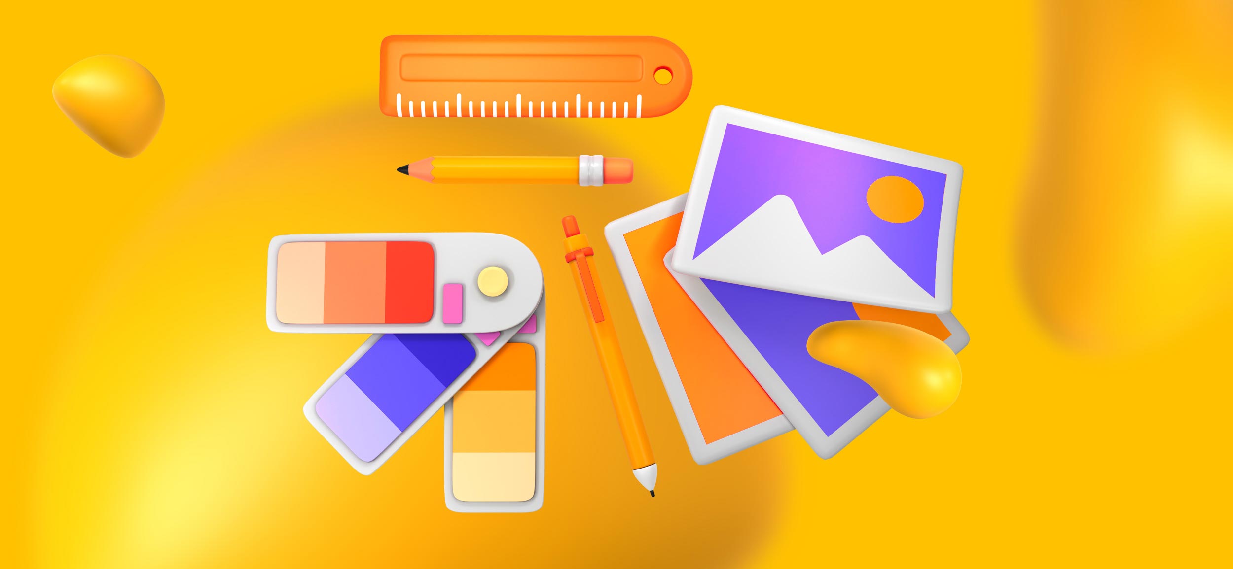 A variety of design tools like a pencil, ruler, color swatches, and images. Now it's time to gather up your tools and design your mobile app.