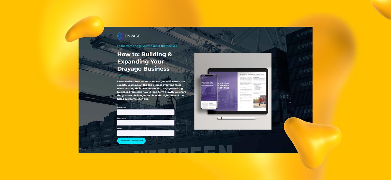 Lead generation page created for Envase.