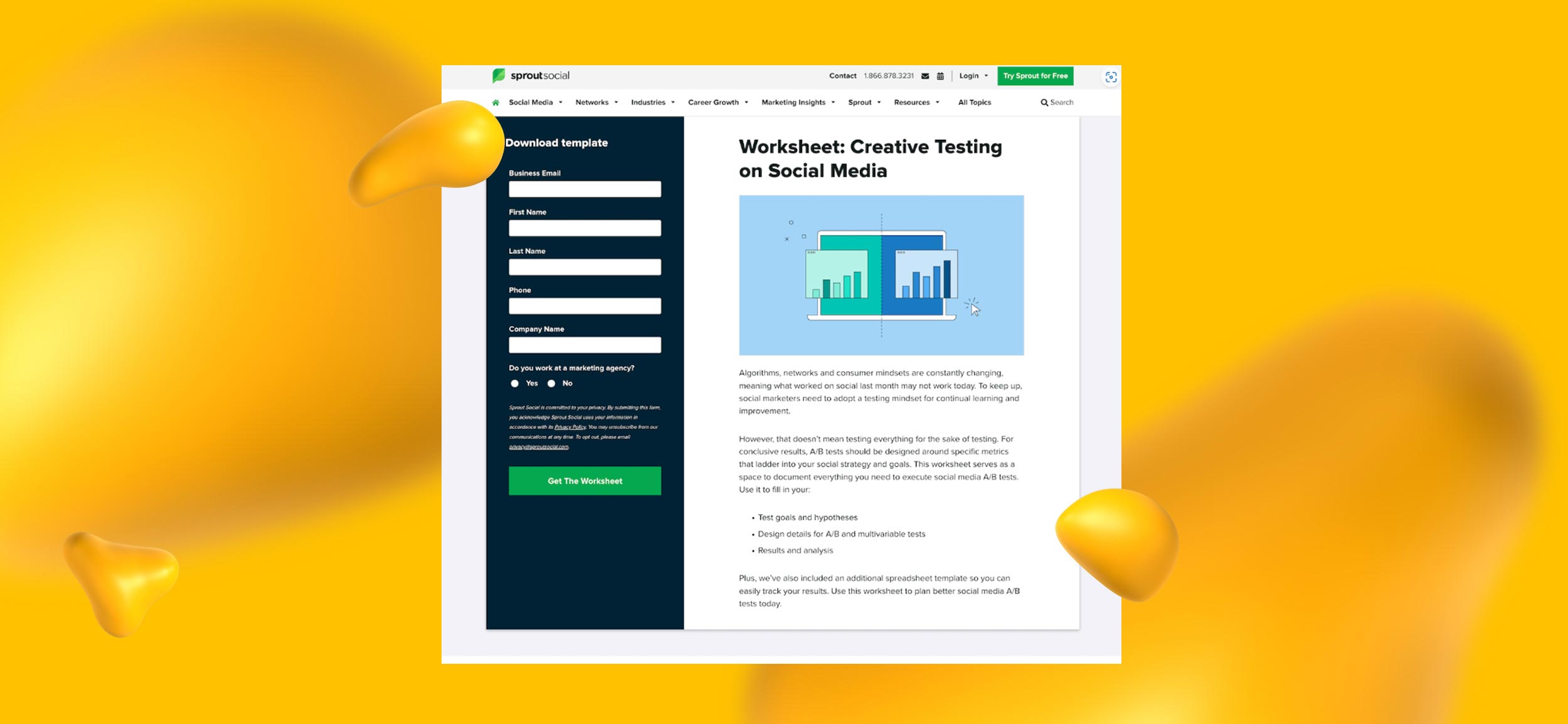 Lead generation page from Sprout Social.