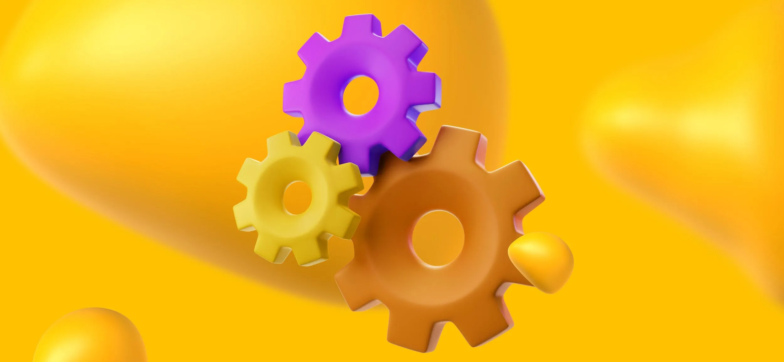 Three interlocking gears, for a creative agency's scope of services.