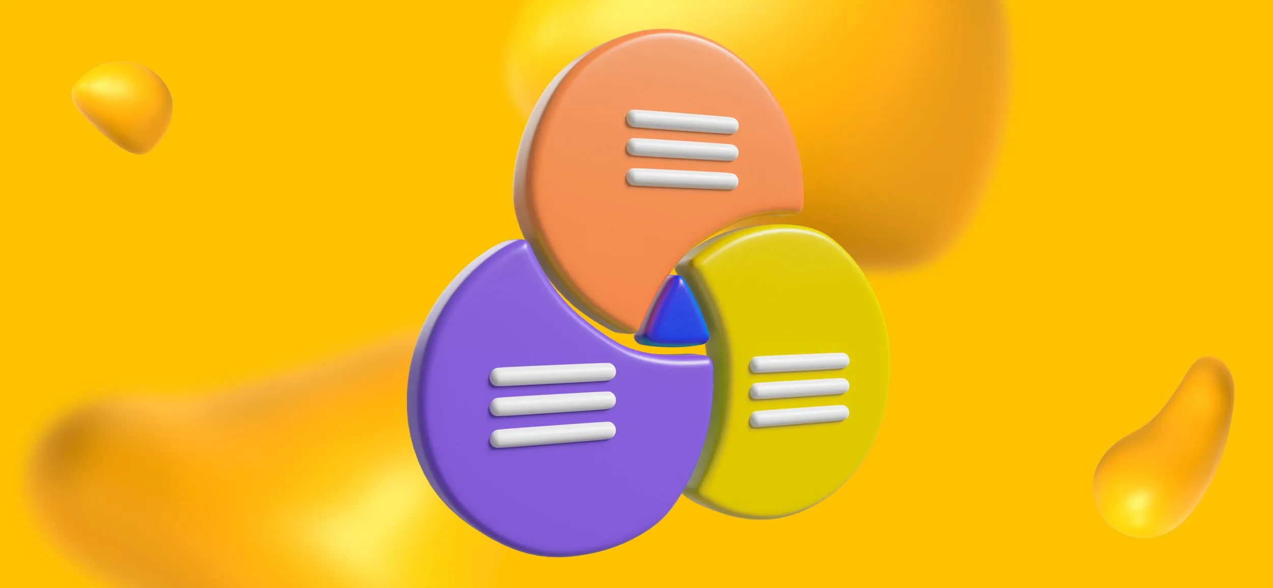 Three interlocking pieces of a pie chart.