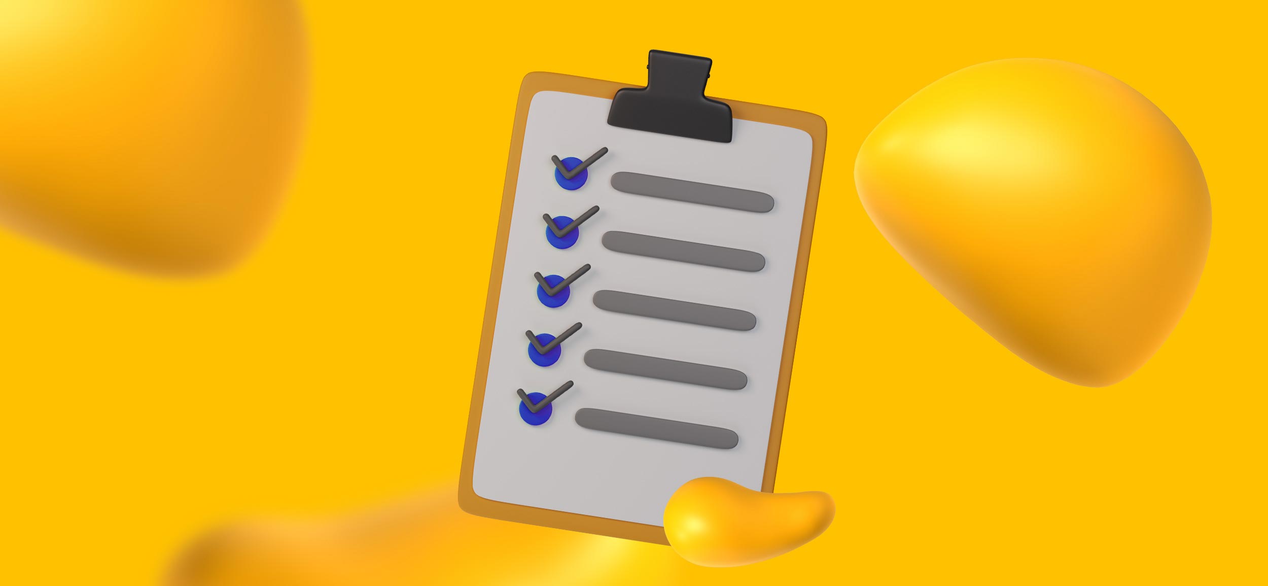 A clipboard with all 5 items checked off.