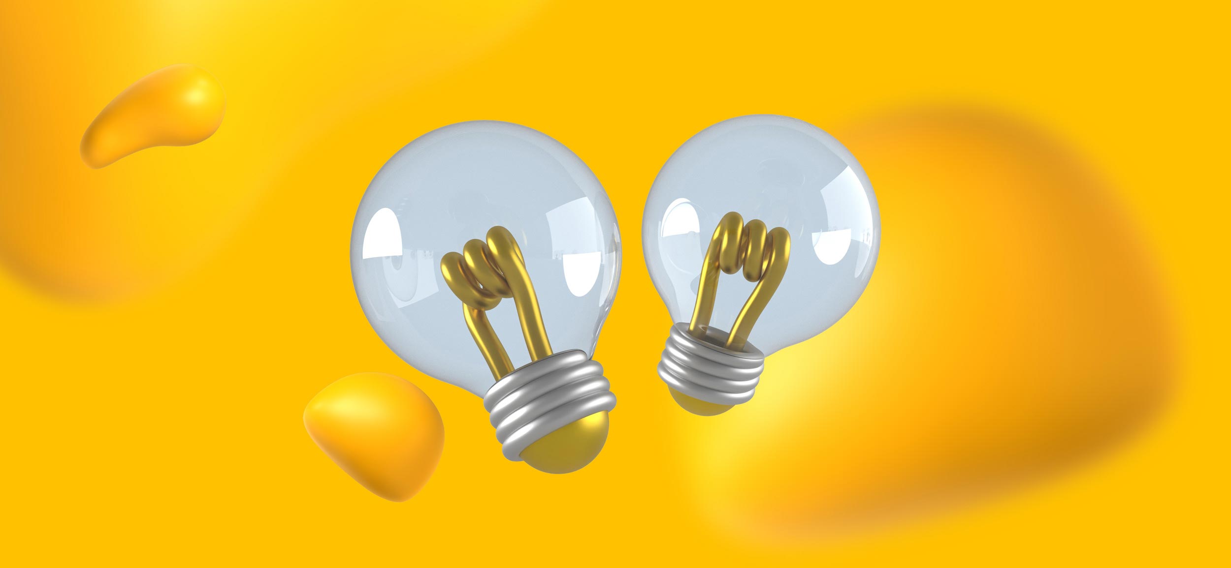 Two light bulbs. Ideas on how to use creative content.