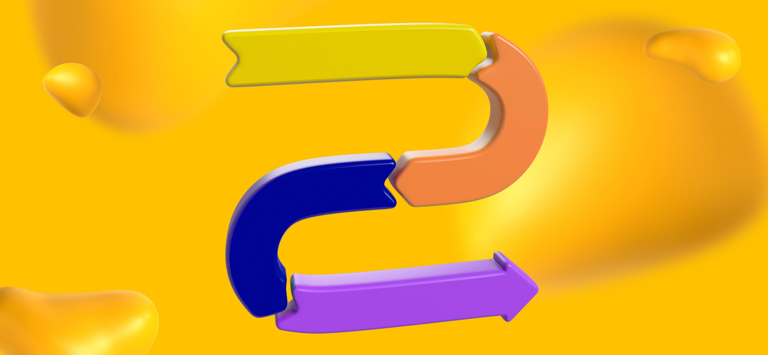 Different colored segments of an arrow for content distribution.