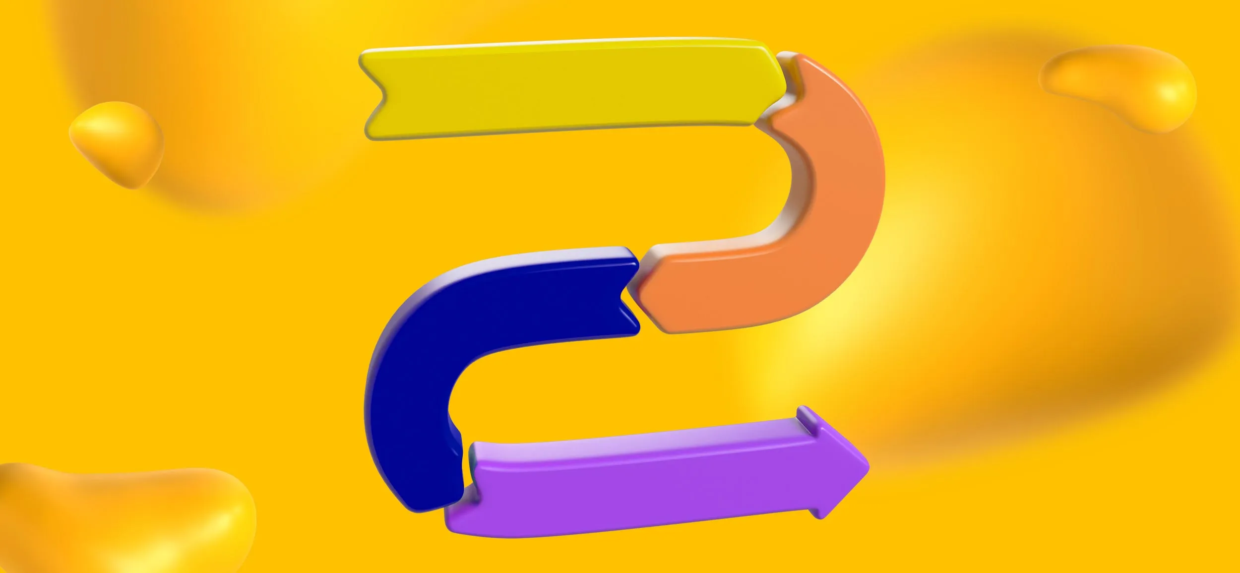 Different colored segments of an arrow for content distribution.
