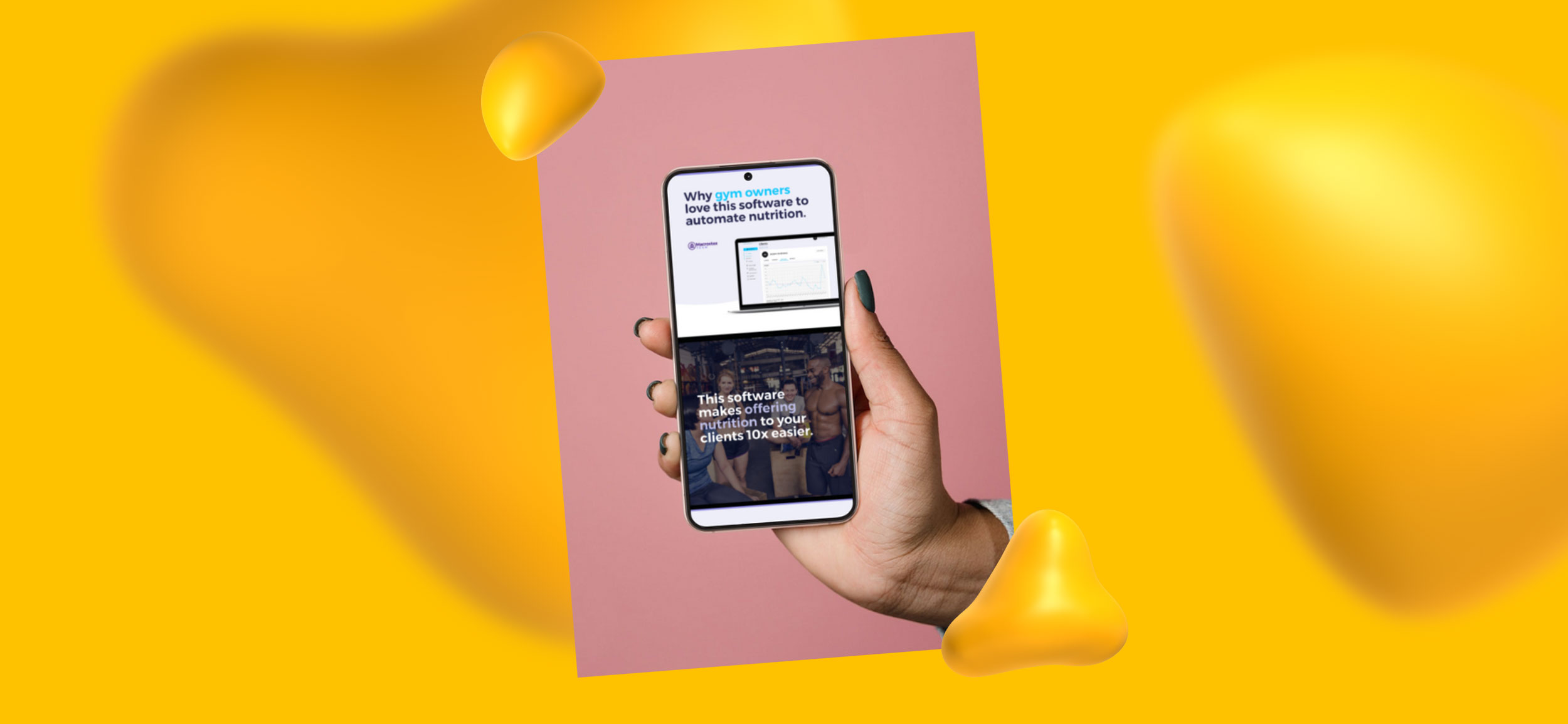 Mockup of social media ad design for Macrostax.