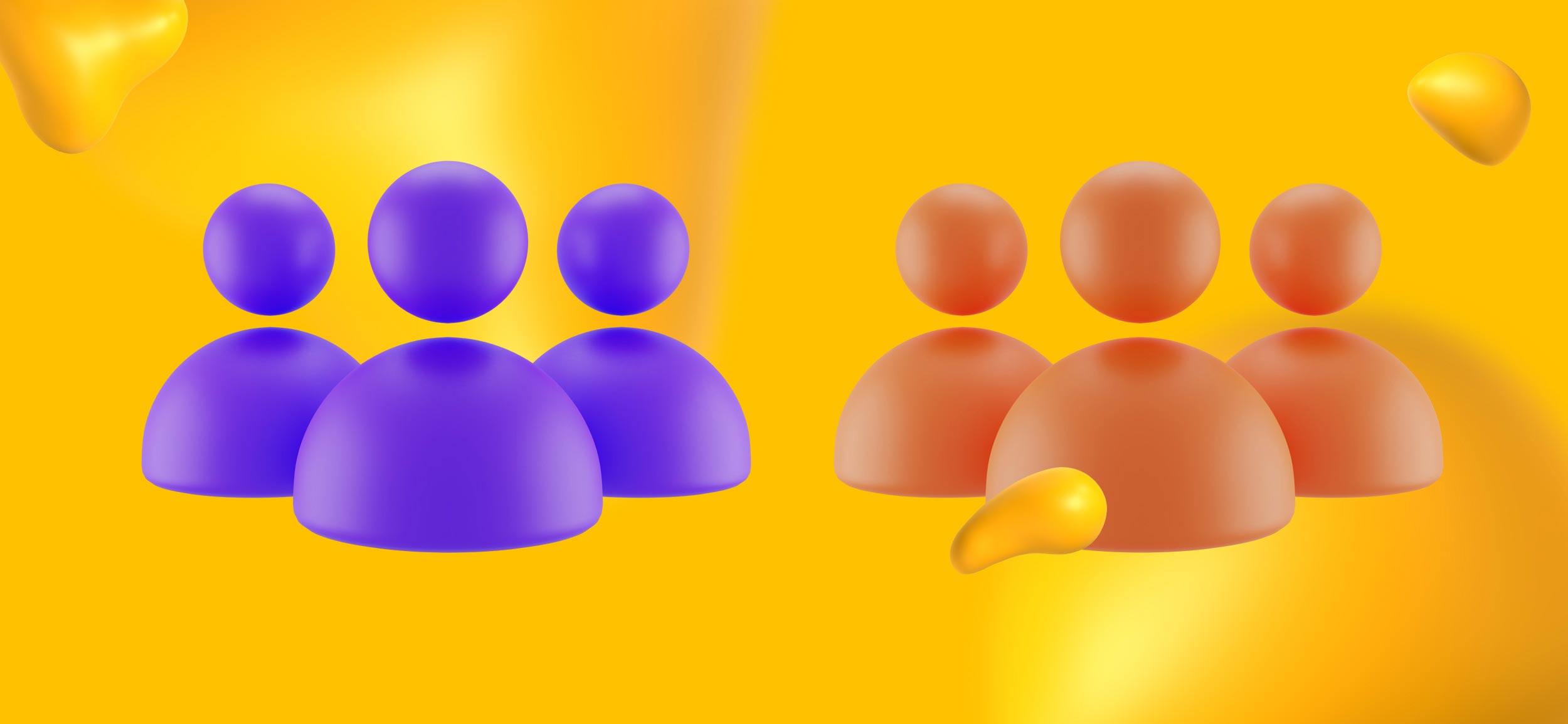 Two teams, one red, one blue.