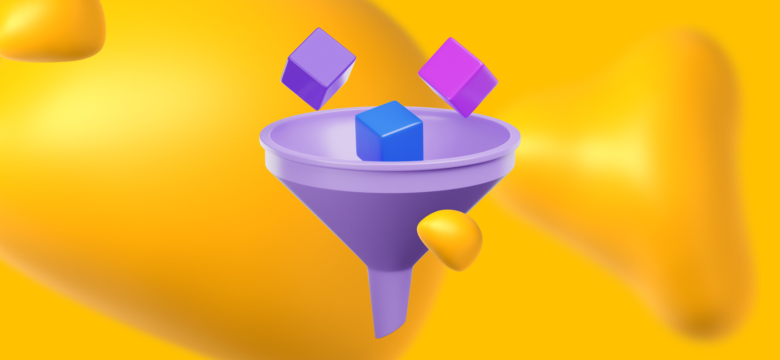 Blocks falling into a funnel.