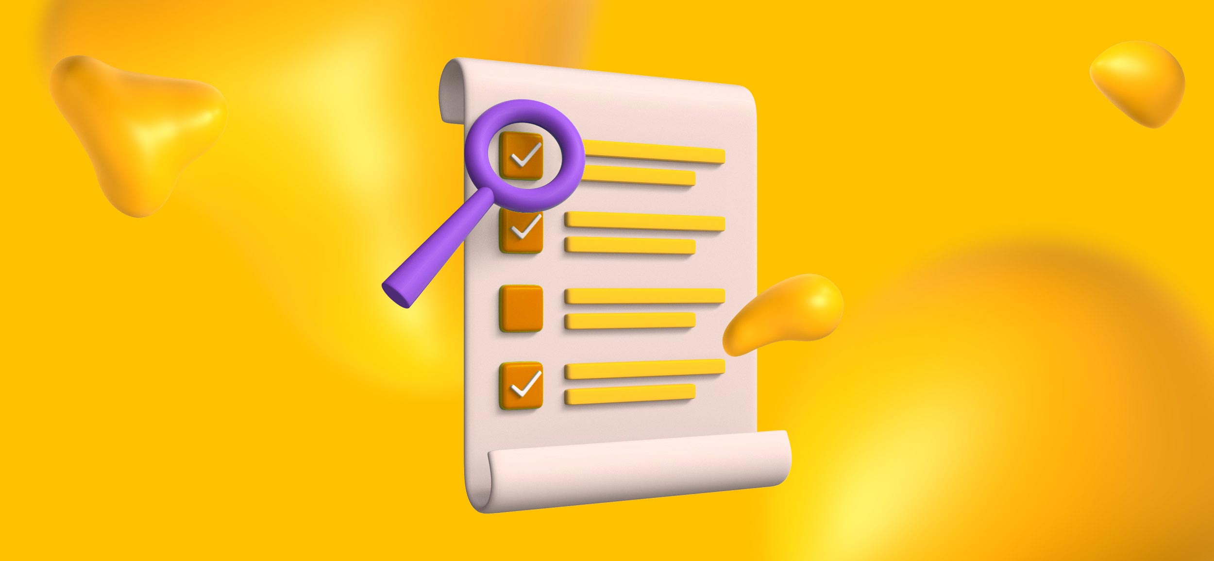 A scroll with a magnifying glass highlighting benefits.