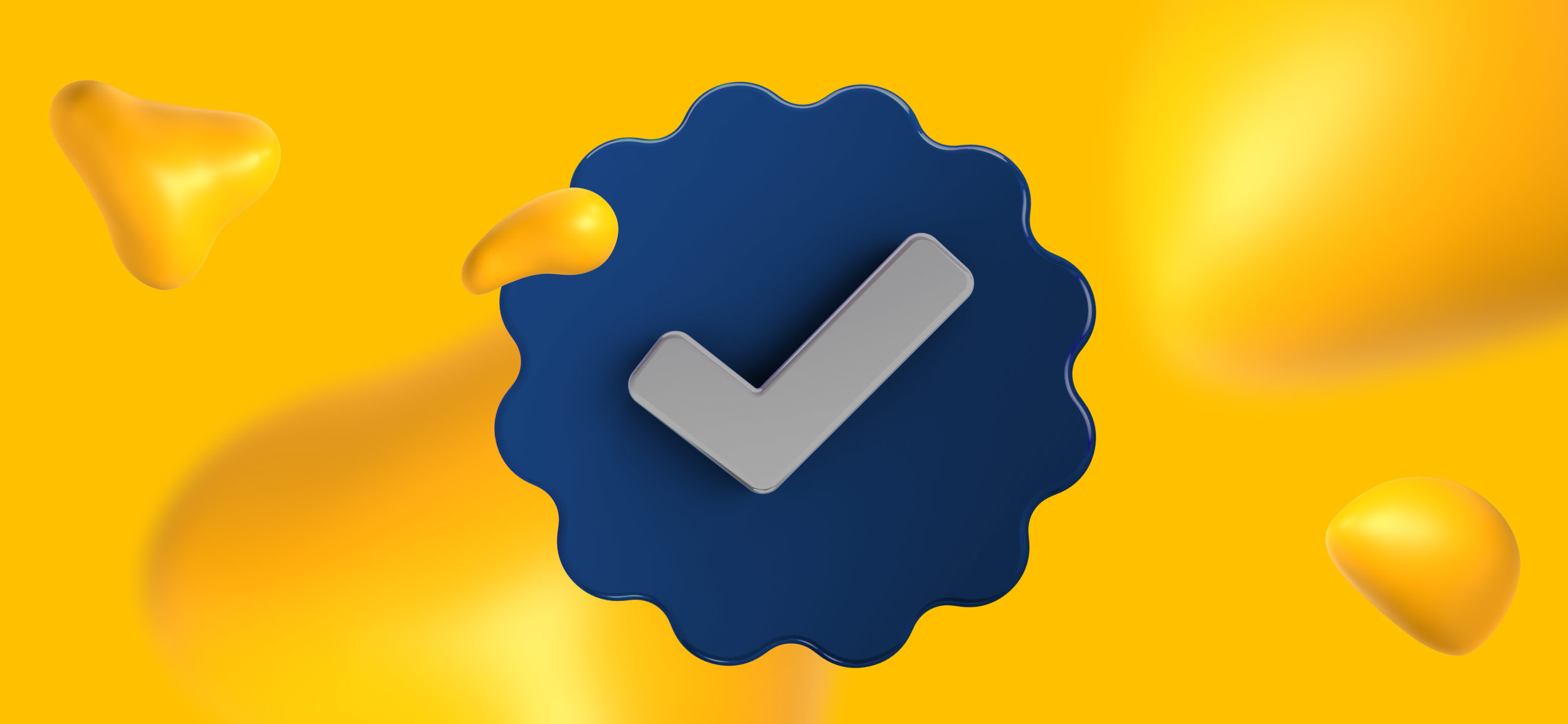 A big check mark in a blue field.