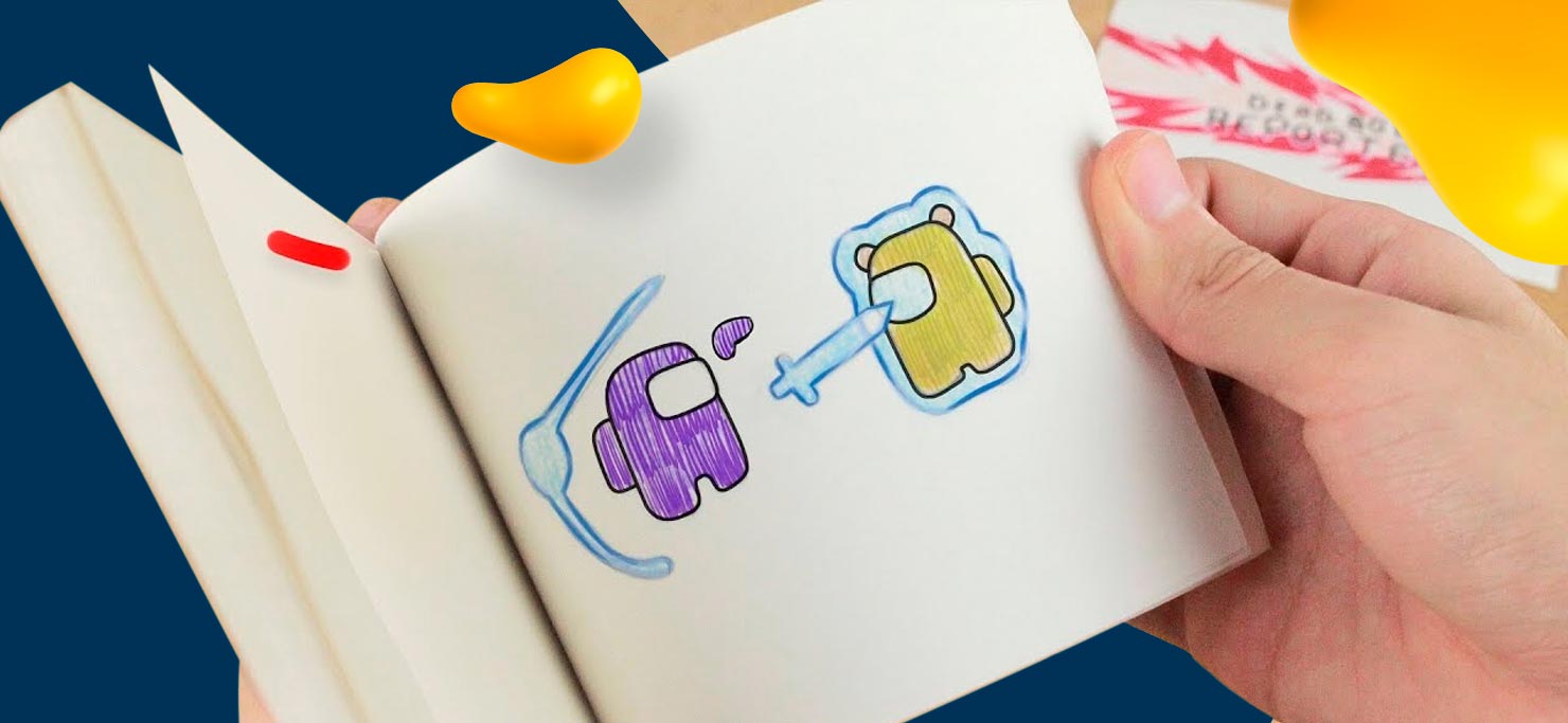 An animation flipbook featuring 2 Among Us characters.