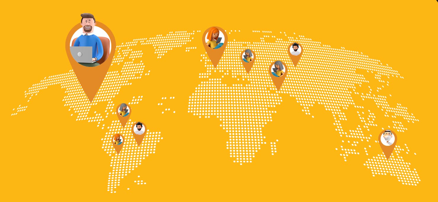 Global map showing where freelancers live.