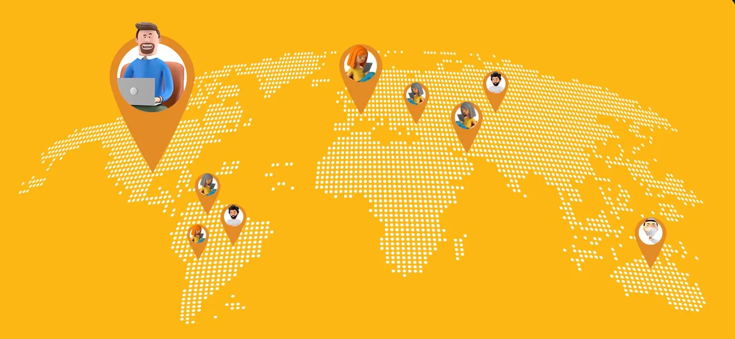 Global map showing where freelancers live.