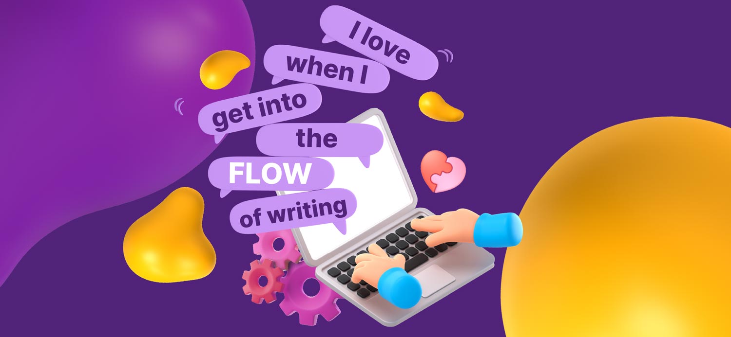 Copywriter in the flow of writing.