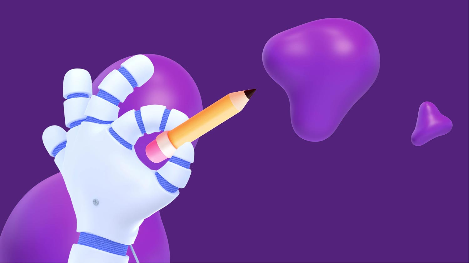 Robot hand holding a pencil.