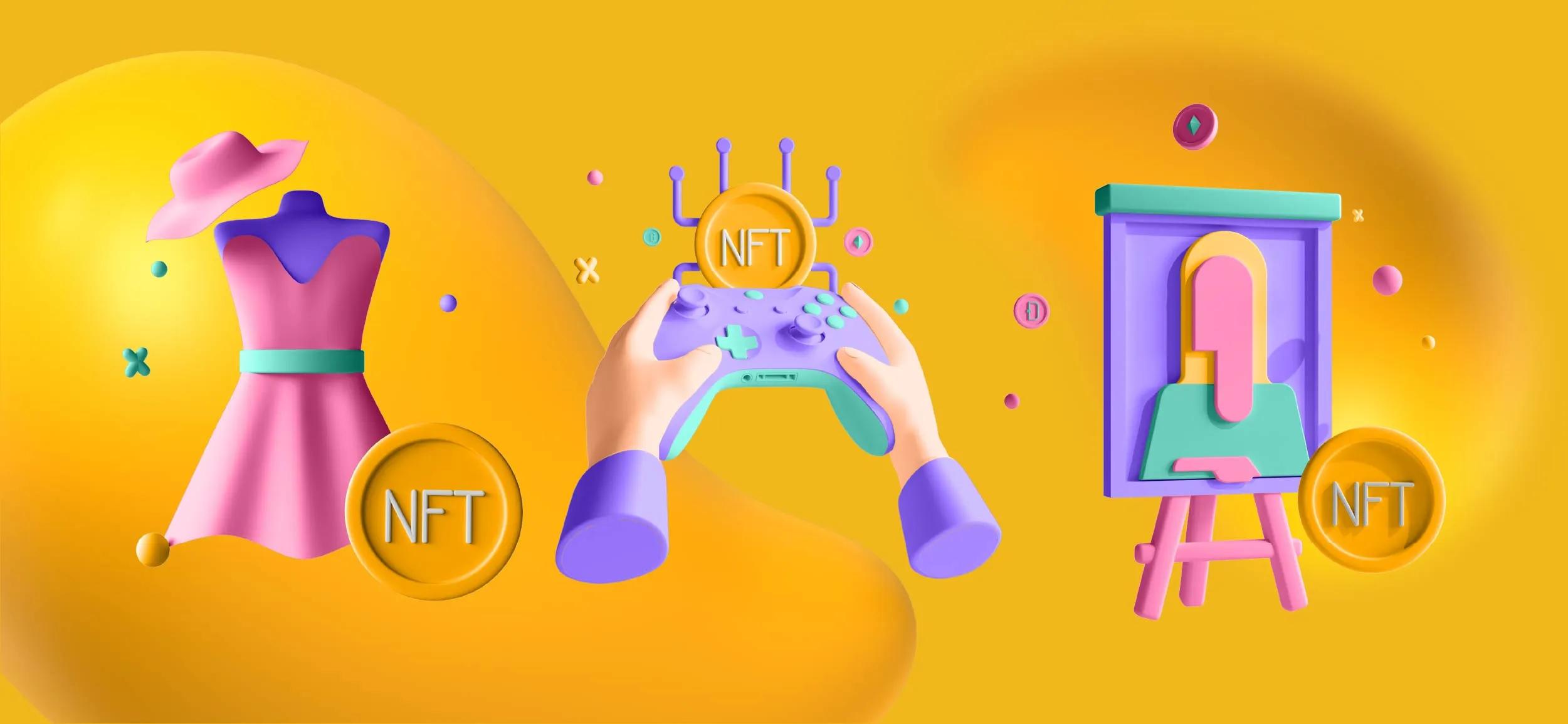 NFT fashion, NFT gamification, and NFT art canvas