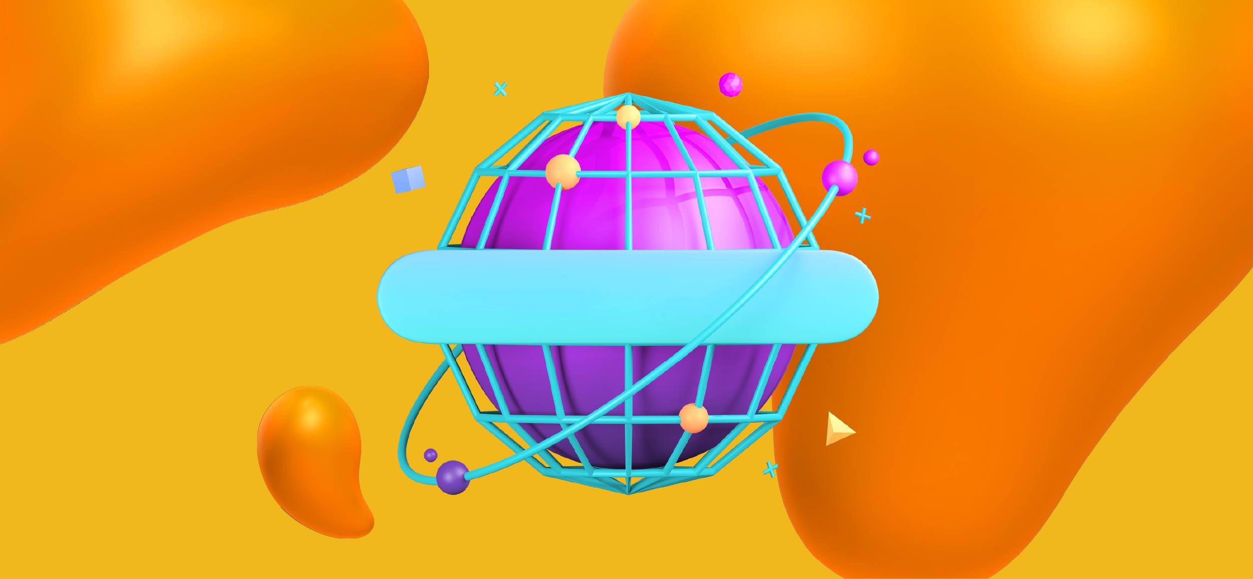 Web2 connected world with organic 3D shapes.