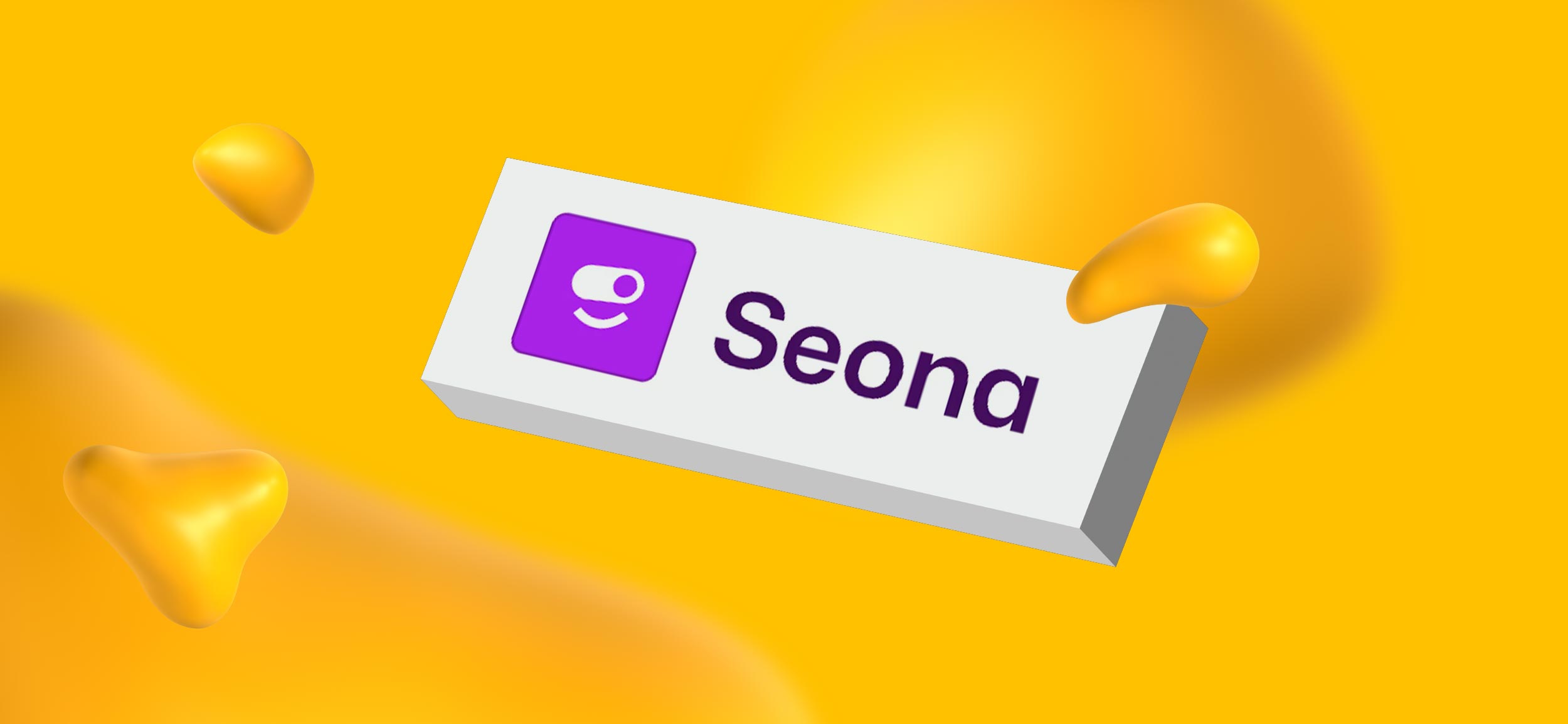 Seona logo in a yellow field surrounded by internal Designity blobs.