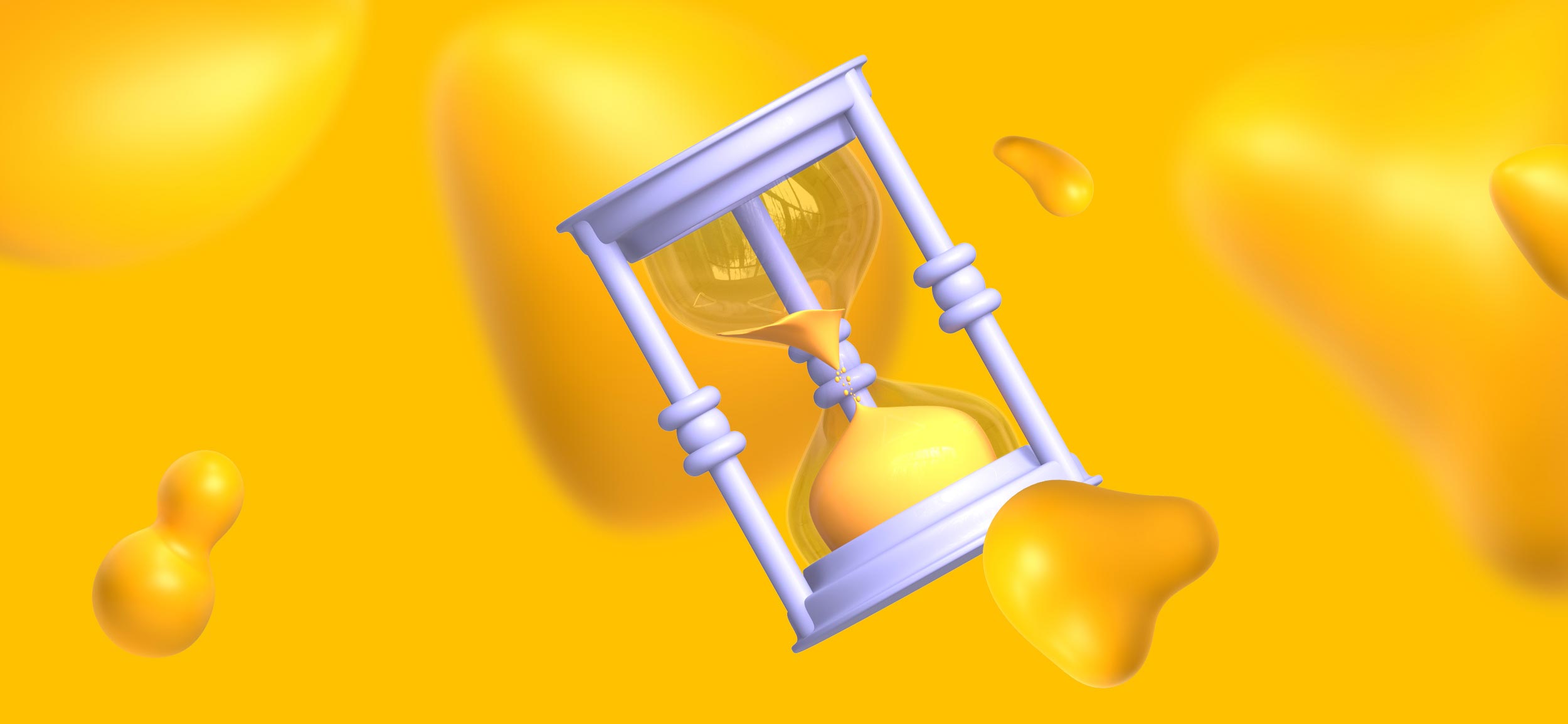 A tilted hourglass, indicating the passing of time.