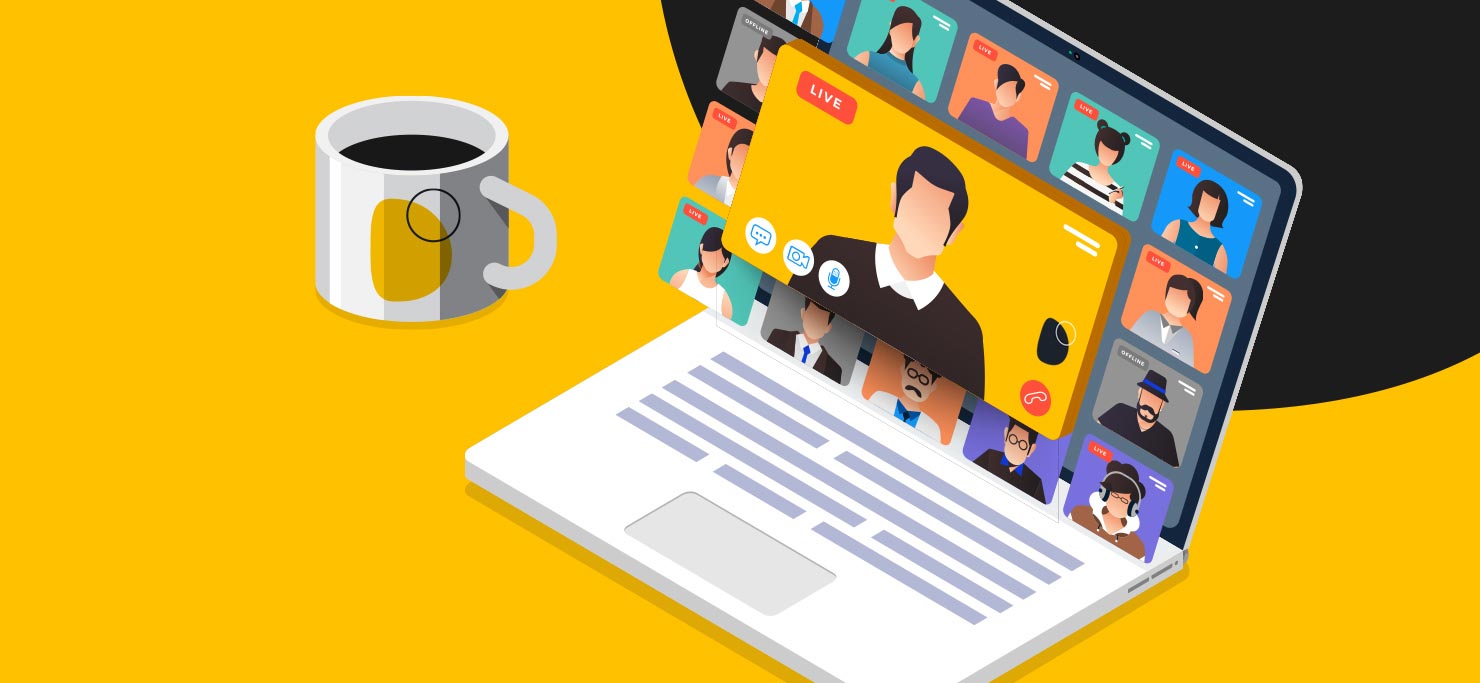 A laptop open to a Zoom meeting.