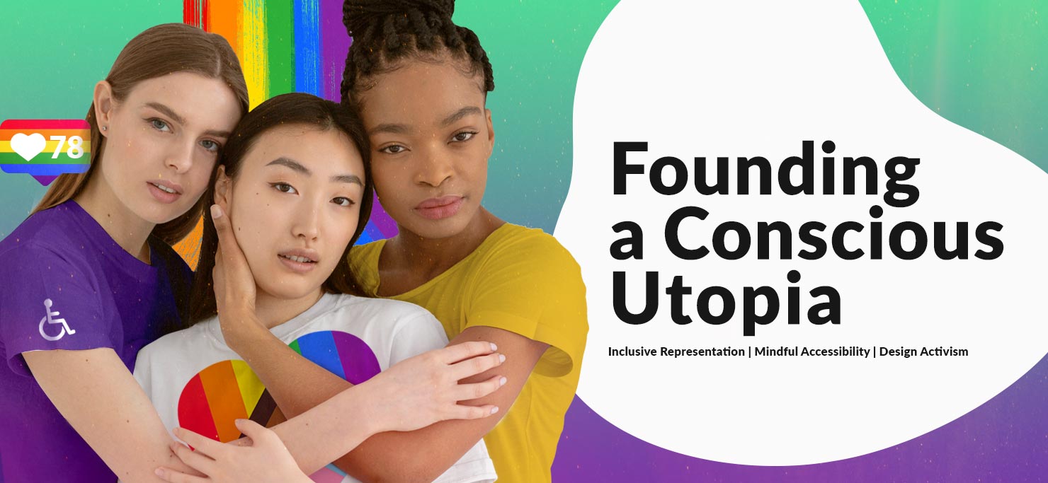 Three women hugging. Found a Conscious Utopia.