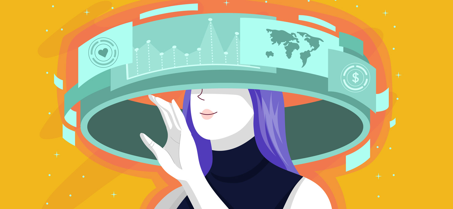 A woman having a VR experience.