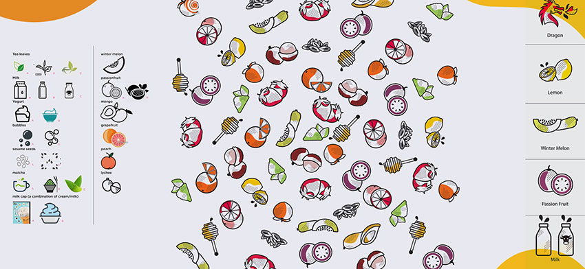 Custom icons created for Kung Fu Tea.