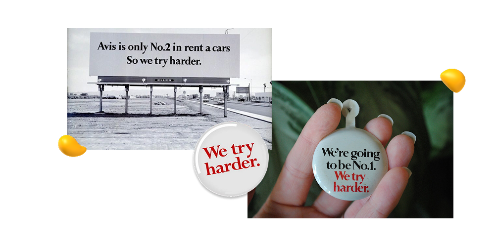 Brand positioning examples highlighting Avis “we try harder” competitor positioning by Designity